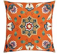 furn. Folk Flora Relleno De Poliéster - Resistente Al Agua Arte Popular Floral Mandala Exterior Cojín Decorativo (Naranja - 43x43cm)