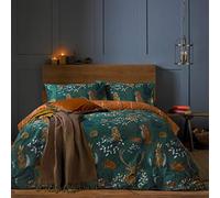 furn. Juego de Funda de edredón con diseño de Fauna del Bosque, Polialgodón, Esmeralda, Doublé