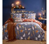 Furn. Juego de Funda nórdica Halloween Pawty - Ropa de Cama Reversible con diseño de Fiesta de Gatos Divertido y Espeluznante (Multicolor - Suelto)