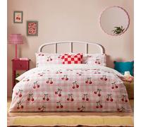 Heya Home Juego de Funda nórdica con Estampado de Cuadros de Cerezo King - Rosa
