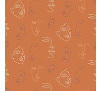 furn. Kindred Abstract Faces Impreso Papel pintado, Terracota/Coral