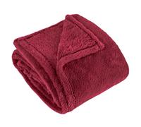 Furn. Manta de Piel sintética Kallu: Manta Decorativa Suave y esponjosa con Borde Oxford (Berry - 130 x 180cm)