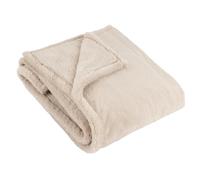 Furn. Manta de Piel sintética Kallu: Manta Decorativa Suave y esponjosa con Borde Oxford (Natural - 150 x 200cm)