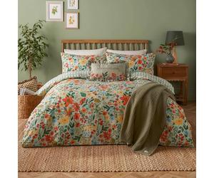 furn. Meadow Haze Juego De Funda Nórdica - Polialgodón Reversible Campo De Flores Silvestres (Verde - King UK Standard - 230x220cm)