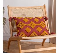 Furn. Muebles. Cojín con Relleno Rico en Plumas y borlas de algodón capitoné de Dharma