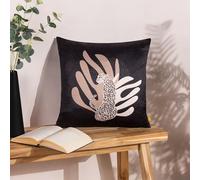 furn. Muebles. Cojín con Relleno Rico en Plumas y Terciopelo Acanalado de Leopardo Aurora