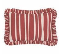 furn. Muebles. Cojín Rico en Plumas con Volantes y Rayas Carmon - Lino/Rojo - 40x60cm