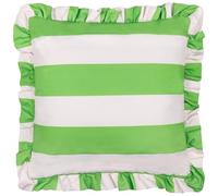 furn. Muebles. Funda de cojín de Exterior con Estampado de Volantes y Rayas Palm Royale - Verde - 50x50cm