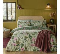 furn. Mystic Berry Juego De Funda Nórdica - Reversible Diseño Floral Frutal Botánico (Verde - Individual - 137x200cm)