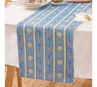 furn. Sea Shells Camino De Mesa - Lavable Rayas Náuticas Secado Rápido Mesa Decoración (Azul - 180x35cm)