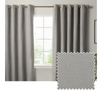 furn. The Ultimate Blackout Texturizada Cortina con Ojales - Par De Cortinas Forradas Que Bloquean La Luz (Gris - Ancho 229 x Largo 229cm)