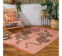 Furn. Tibetan Tigre Alfombra - Interior/Exterior Inspiración Tribal Tigre Lavable Resistente Al Clima Tejido Plano Alfombra (Coral - 120x170cm)