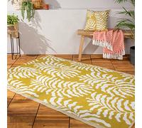 Furn. Tocorico Alfombra - Interior/Exterior Reversible Tejido Jacquard Duradero Resistente Al Clima Fácil De Limpiar Tropical Alfombra (Mostaza - 120x180cm)