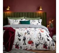 furn. Trick Or Treat Juego De Funda (Monocromo - Individual) | Reversible Halloween Brujas Esqueletos Momias Rayas Monocromas Fácil Cuidado Polialgodón Ropa De Cama