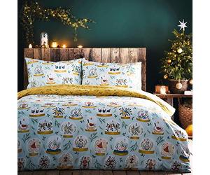 furn. Twelve Days of Christmas - Juego de Funda de edredón (3 Piezas), Color Azul