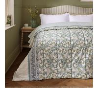 furn. Wylder Annabelle Colcha - Reversible Floral Acolchada Algodón Cubrecama Ropa De Cama (Azul - 240x260cm)