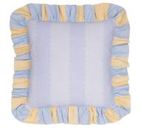 furn. Wylder Birdie Stripe Funda De Cojín - Borde con Volante Algodón A Rayas Funda Decorativa (Limón/Cielo - 45x45cm)