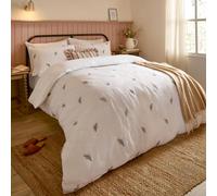 furn. Wylder Josephine Juego De Funda Nórdica - 100% Algodón Floral Bordado Muselina Ropa De Cama (Blanco/Rosa - Doble - 200x200cm)