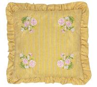 furn. Wylder Martha Ruffle Cojín Relleno De Poliéster - Casa De Campo Floral Bordado A Rayas Cojín Decorativo (Amarillo - 50x50cm)
