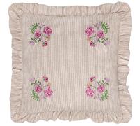 furn. Wylder Martha Ruffle Cojín Relleno De Poliéster - Casa De Campo Floral Bordado A Rayas Cojín Decorativo (Rosa - 50x50cm)
