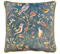 furn. Wylder Orient Chinoiserie Birds Funda De Cojín - Terciopelo con Diseño Floral De Pájaros Chinoiserie (Azul Pizarra - 43x43cm)