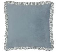 furn. Wylder Solene Ruffle Funda De Cojín - Suave Terciopelo Pastel Ribete A Rayas Funda Decorativa (Azul - 45x45cm)