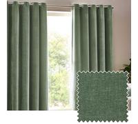 Furn. Yard Heavy Chenille Par de Cortinas de Ojetes- Cortinas de Terciopelo Suave Que filtran la luz (Eucalypto - 117x183cm)