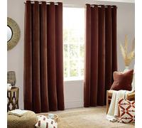 Furn. Yard Heavy Chenille Par de Cortinas de Ojetes- Cortinas de Terciopelo Suave Que filtran la luz (Nuez Moscada - 168x229cm)