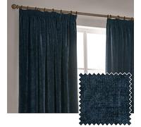 Furn. Yard Heavy Chenille Pliegue de Lápiz Cortinas - Cortinas de Terciopelo Suave Que filtran la luz (Azul Marino - 229x137cm)