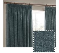 Furn. Yard Heavy Chenille Pliegue de Lápiz Cortinas - Cortinas de Terciopelo Suave Que filtran la luz (Marina - 229x137cm)