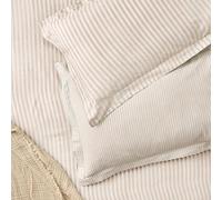 furn. Yard Hebden Mélange A Rayas 100% Algodón Par De Fundas De Almohada- Reversible Diseño Frontera De Oxford De Textura Suave (Rosa - 50x75cm)