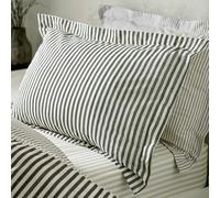 furn. Yard Hebden Mélange A Rayas 100% Algodón Par De Fundas De Almohada- Reversible Diseño Frontera De Oxford De Textura Suave (Negro - 50x75cm)