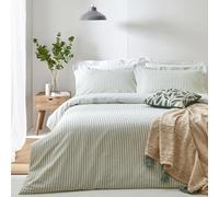 furn. Yard Hebden Mélange Juego De Funda Nórdica De Algodón A Rayas - Ropa De Cama Reversible Ultra Suave (Eucalipto - Individual - 137x200cm)