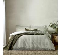 furn. Yard Hebden Mélange Juego De Funda Nórdica De Algodón A Rayas - Ropa De Cama Reversible Ultra Suave (Aceituna - Individual - 137x200cm)