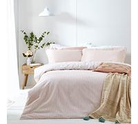 furn. Yard Hebden Mélange Juego De Funda Nórdica De Algodón A Rayas - Ropa De Cama Reversible Ultra Suave (Rosa - Doble - 200x200cm)
