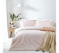 furn. Yard Hebden Mélange Juego De Funda Nórdica De Algodón A Rayas - Ropa De Cama Reversible Ultra Suave (Rosa - King UK Standard - 230x220cm)