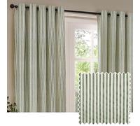 Furn. Yard Hebden Par De Cortinas con Ojales - Cortinas A Rayas con Forro De Algodón Ultrasuave (Bosque - 117x183cm)