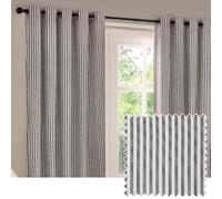 Furn. Yard Hebden Par De Cortinas con Ojales - Cortinas A Rayas con Forro De Algodón Ultrasuave (Gris - 229x229cm)