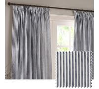 Furn. Yard Hebden Par De Cortinas Plisadas - Cortinas A Rayas con Forro De Algodón Ultrasuave (Marino - 168x183cm)
