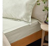 furn. Yard Hebden Sábana Ajustable A Rayas 100% Algodón - Sábana Ultra Suave Textura Raya (Eucalipto - King UK Standard - 150x200x32cm)