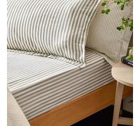 furn. Yard Hebden Sábana Ajustable A Rayas 100% Algodón - Sábana Ultra Suave Textura Raya (Gris - King UK Standard - 150x200x32cm)