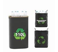 Furnestorica Recipiente de recogida de botellas de depósito de 110 L, bolsa de almacenamiento vacía con tapa y 2, colector de botellas plegable para residuos de vidrio, latas y botellas reutilizables