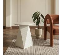 Furnhouse Aura Mesa de centro | MDF lacado mate redondo Ø 50 cm | Color crema blanco - Diseño escandinavo para salón