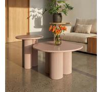 Furnhouse Flow - Juego de 2 mesas de centro redondas | MDF lacado mate marrón | Ø50/80 cm - Diseño moderno para salón