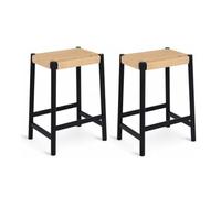 Furnhouse Ida Juego de 2 taburetes de bar, madera de roble maciza, altura del asiento: 66 cm, diseño escandinavo para mostrador de cocina y mesa de bar