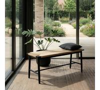 Furnhouse Prime Banco de madera maciza de roble | Cuerda de papel | 110 cm 2 plazas negro/natural - Diseño escandinavo para comedor