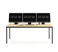 furni24 Escritorio de Acero 180 x 80 x 75 cm, Roble, TÜV/GS, fácil Montaje, Mesa de Trabajo, Mesa de Oficina, Mesa de Comedor, Mesa de impresión, Muebles de Oficina, Estudio, Mesa de Ordenador, Mesa