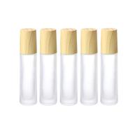 Furnido Botellas de aceite esencial, paquete de 5 botellas de vidrio esmerilado coloridas de 10 ml con bolas de rodillo de acero inoxidable, tapa de grano de madera, frascos de perfume, contenedor de