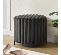 Furniliving Otomana redonda moderna, otomana de gran tamaño para dormitorio, taburete otomano redondo para sala de estar, dormitorio, sala de maquillaje, color negro, piel sintética