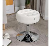 Furniliving Taburete otomano giratorio ajustable de mediados de siglo; taburete moderno de gran tamaño redondo para dormitorio, sala de estar (blanco)
